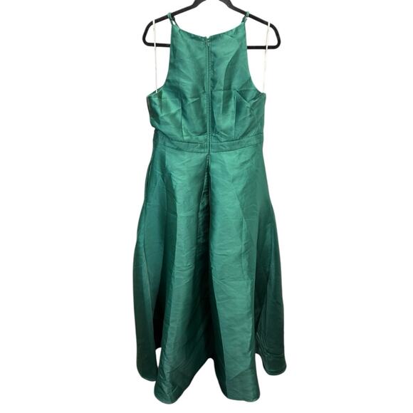 Lulus Emerald Green High-Low Satin Gown XL Halter Formal Maxi Dress - Picture 4 of 12